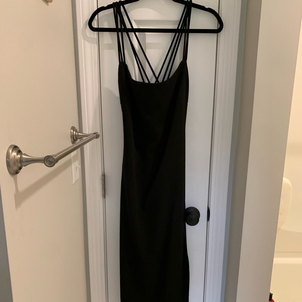 Black criss cross back dress